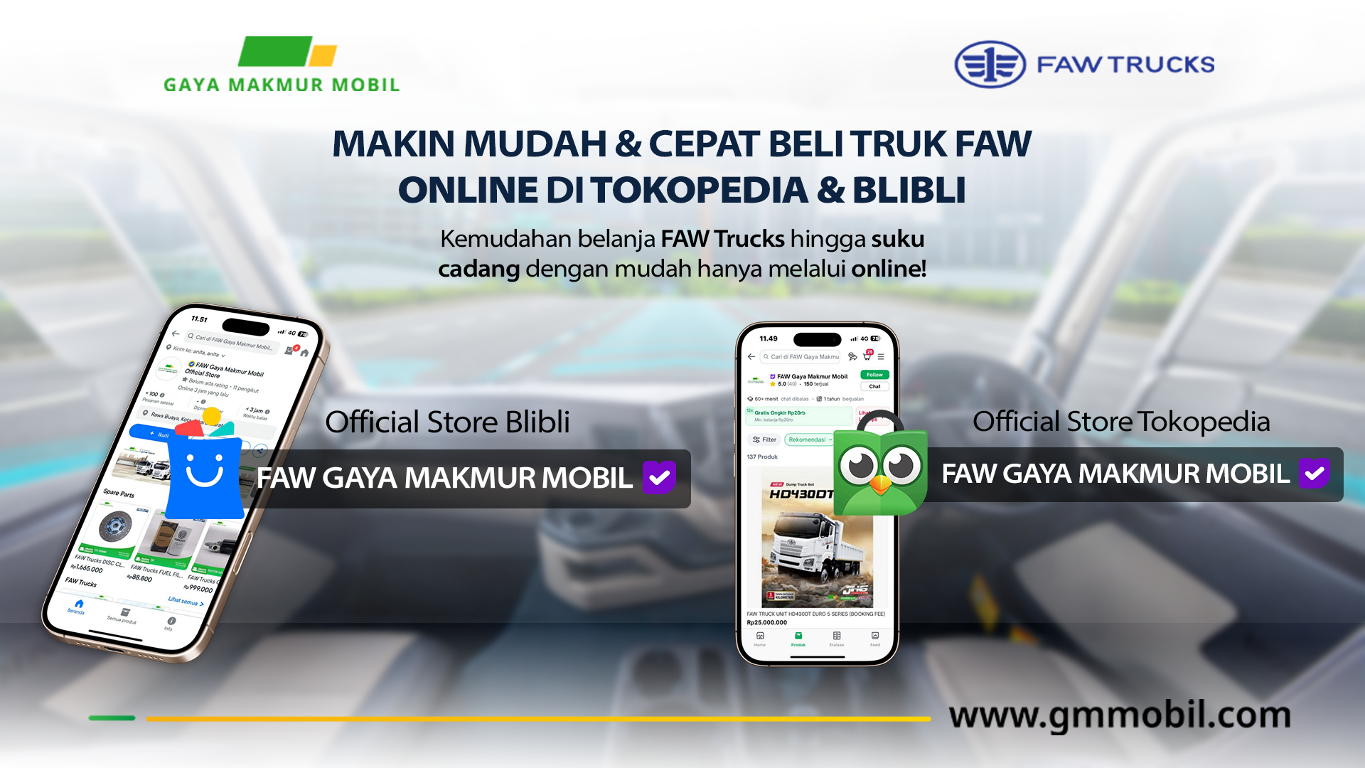 Jual Sparepart Truk Besar & Mobil Truk FAW di Marketplace