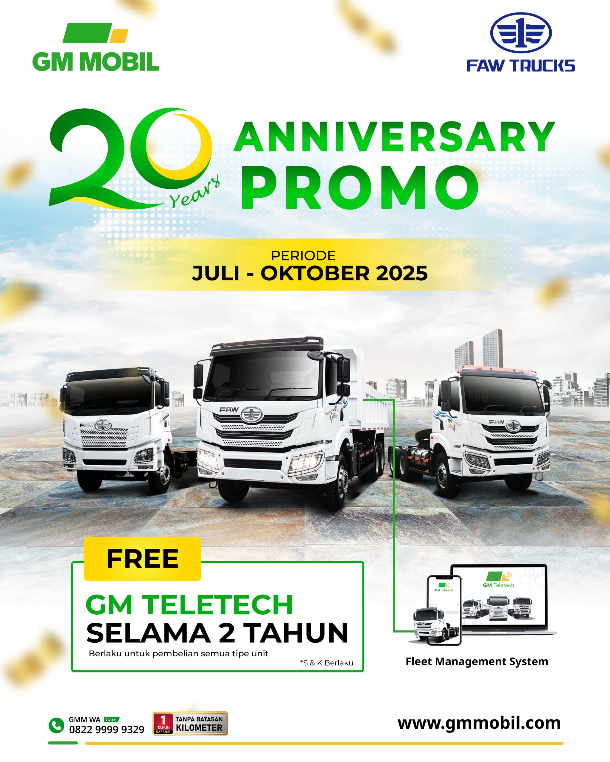 Promo Spesial 20 Tahun GM Mobil: GRATIS GM Teletech 2 Tahun!