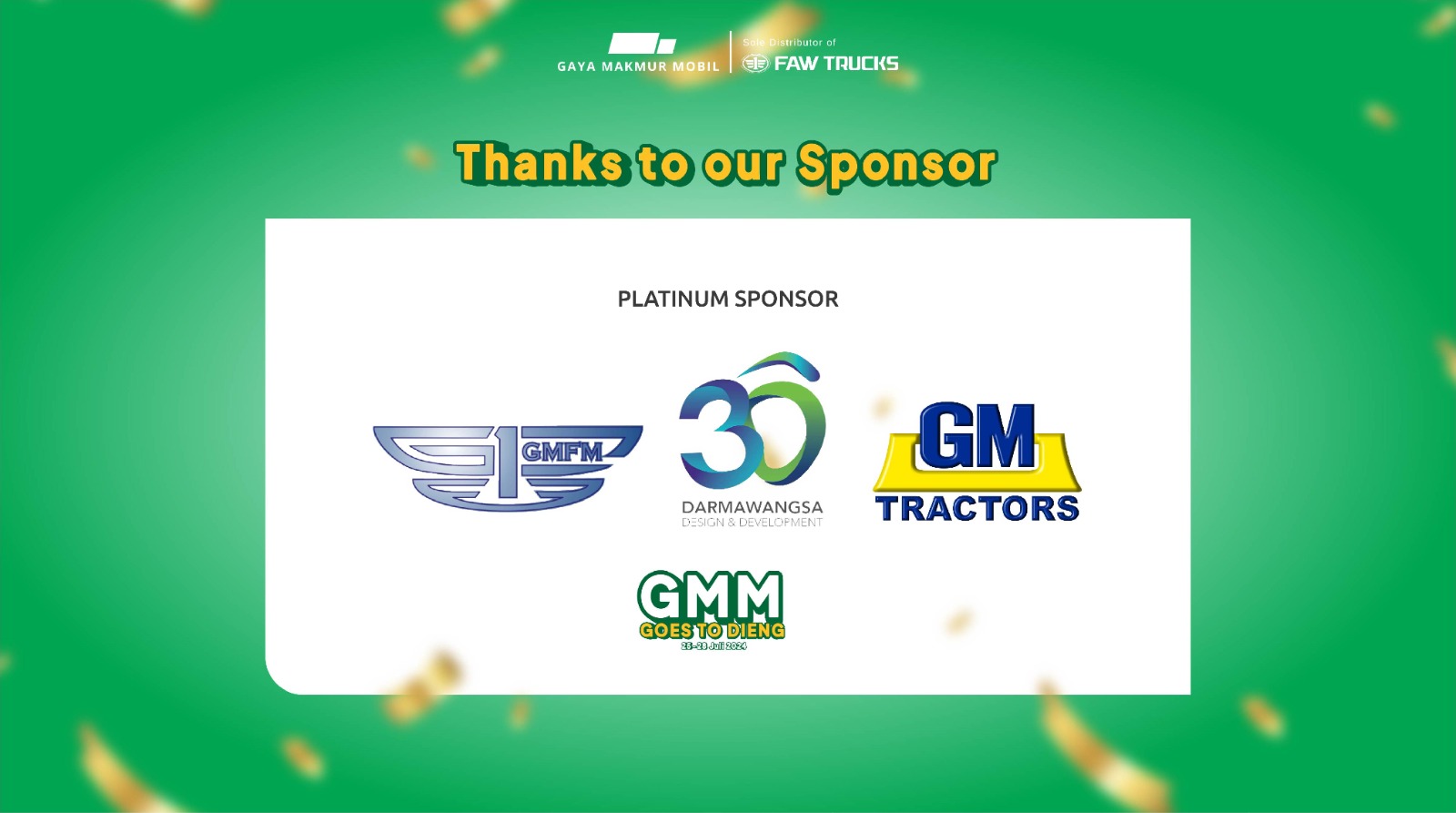 Special Thanks kepada Sponsor Platinum Gathering Gaya Makmur Mobil